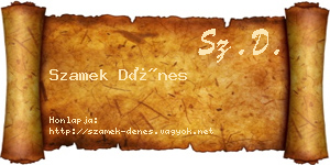 Szamek Dénes névjegykártya